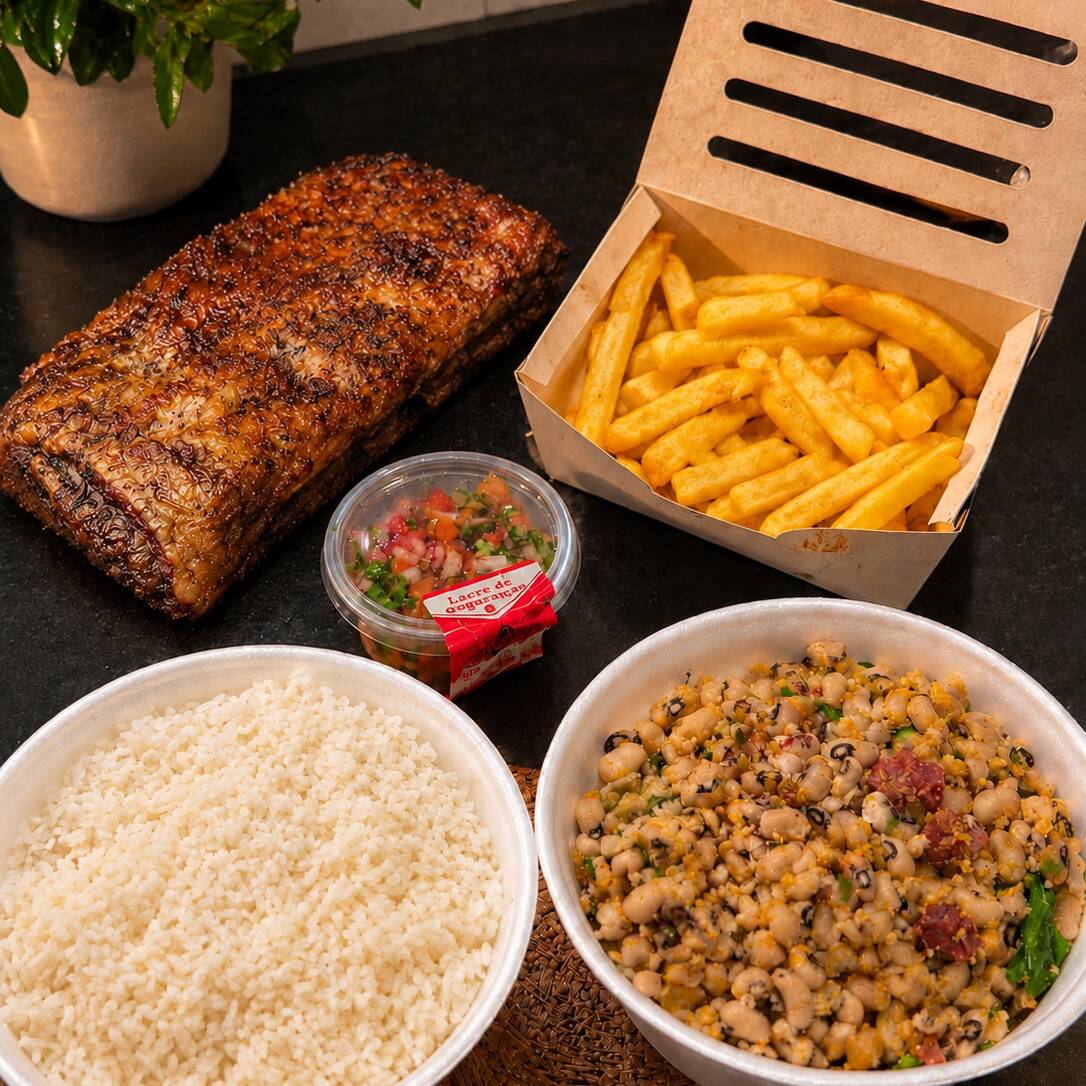 Nosso combo campeão! 1kg de costela bovina extremamente macia e suculenta, preparada lentamente no bafo por mais de 14h até desmanchar, com sabor irresistível.
Acompanha arroz, feijão tropeiro, farofa especial, vinagrete e batata frita.
Perfeito para compartilhar, muito bem servido e sucesso garantido!