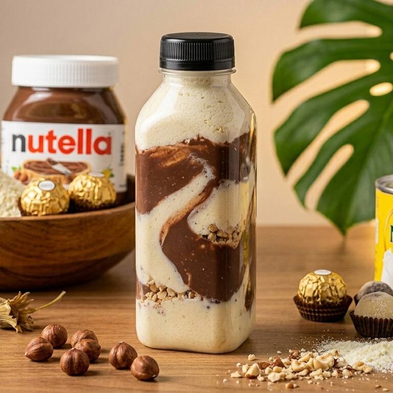 Açaí servido em garrafa com nutella e brigadeiro de ninho. IMAGEM ILUSTRATIVA