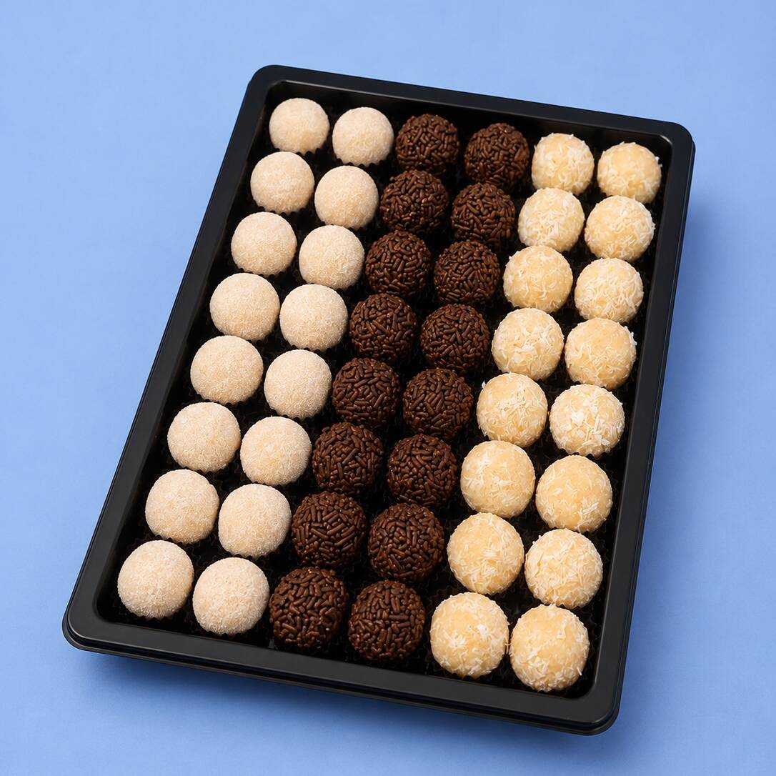 Consagrado como líder entre os mais pedidos, o nosso Combo Misto inclui 20 brigadeiros, 20 beijinhos e 20 ninhos, perfeito para todas as ocasiões, desde festas de aniversário, reuniões de trabalho, encontro com a família e até mesmo para comer tudo sozinho.
