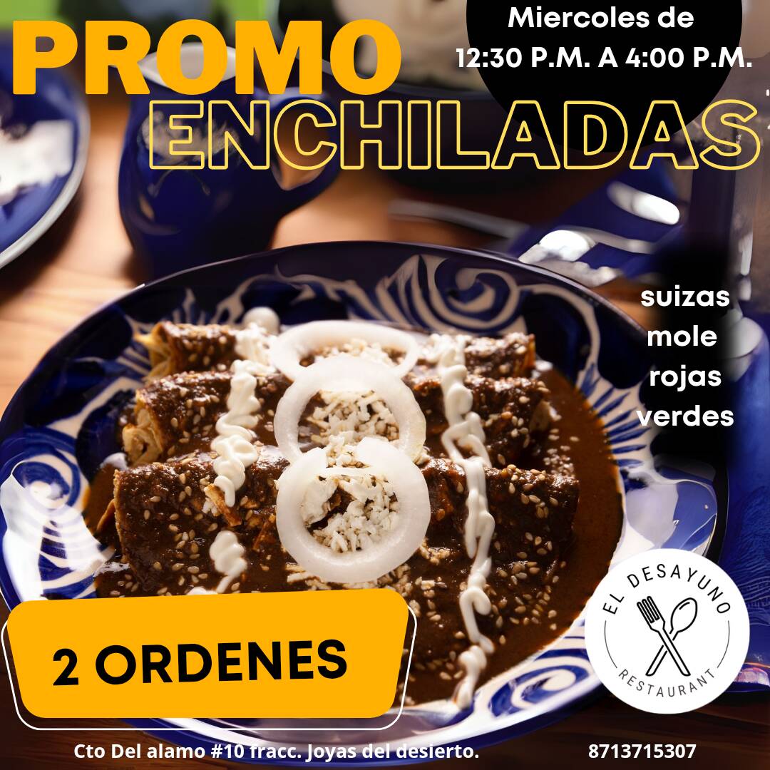 PROMO MIERCOLES 2 ENCHILADAS