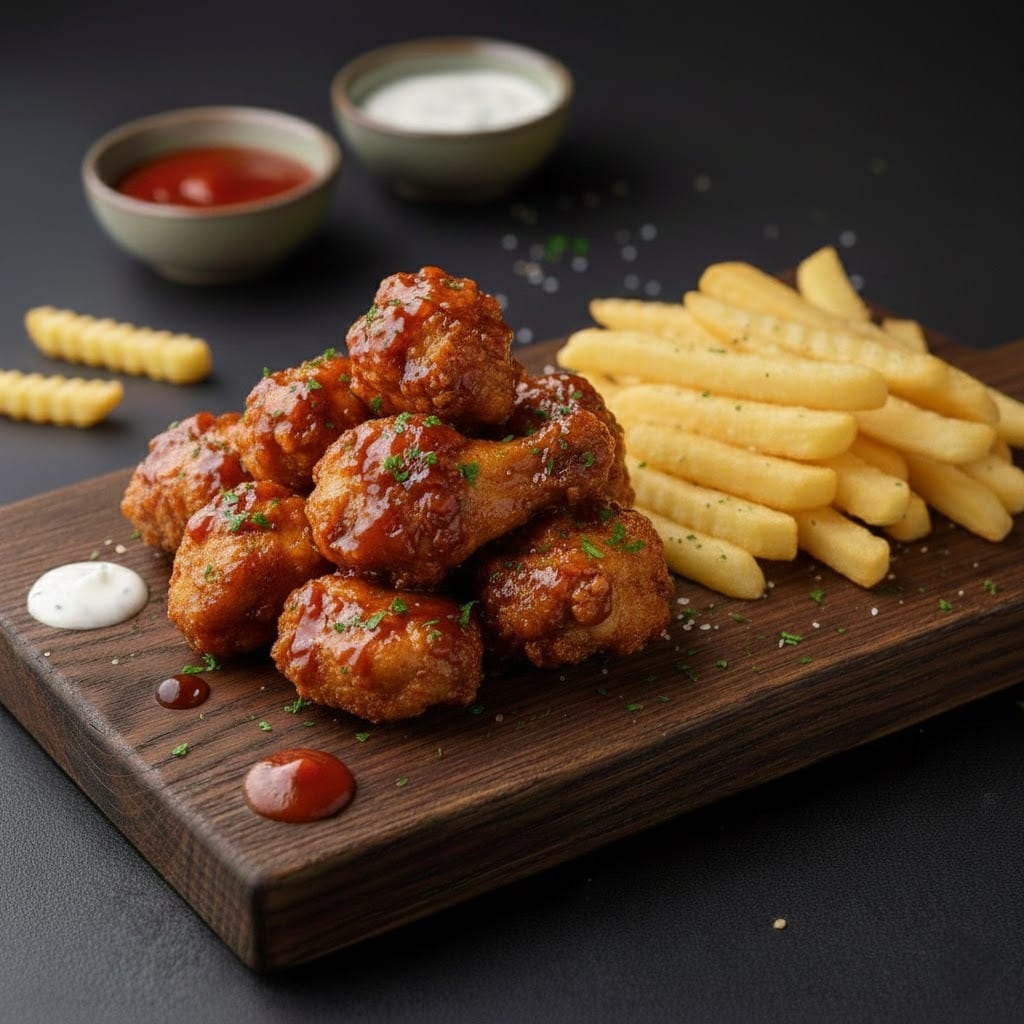 Alitas con Papas y Vegetales (12 Piezas)