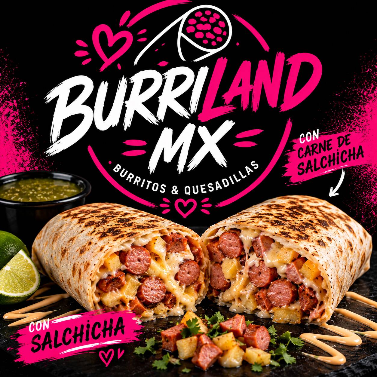 Burrito Hawaiana (Jamón, Salchicha, Queso y Piña)