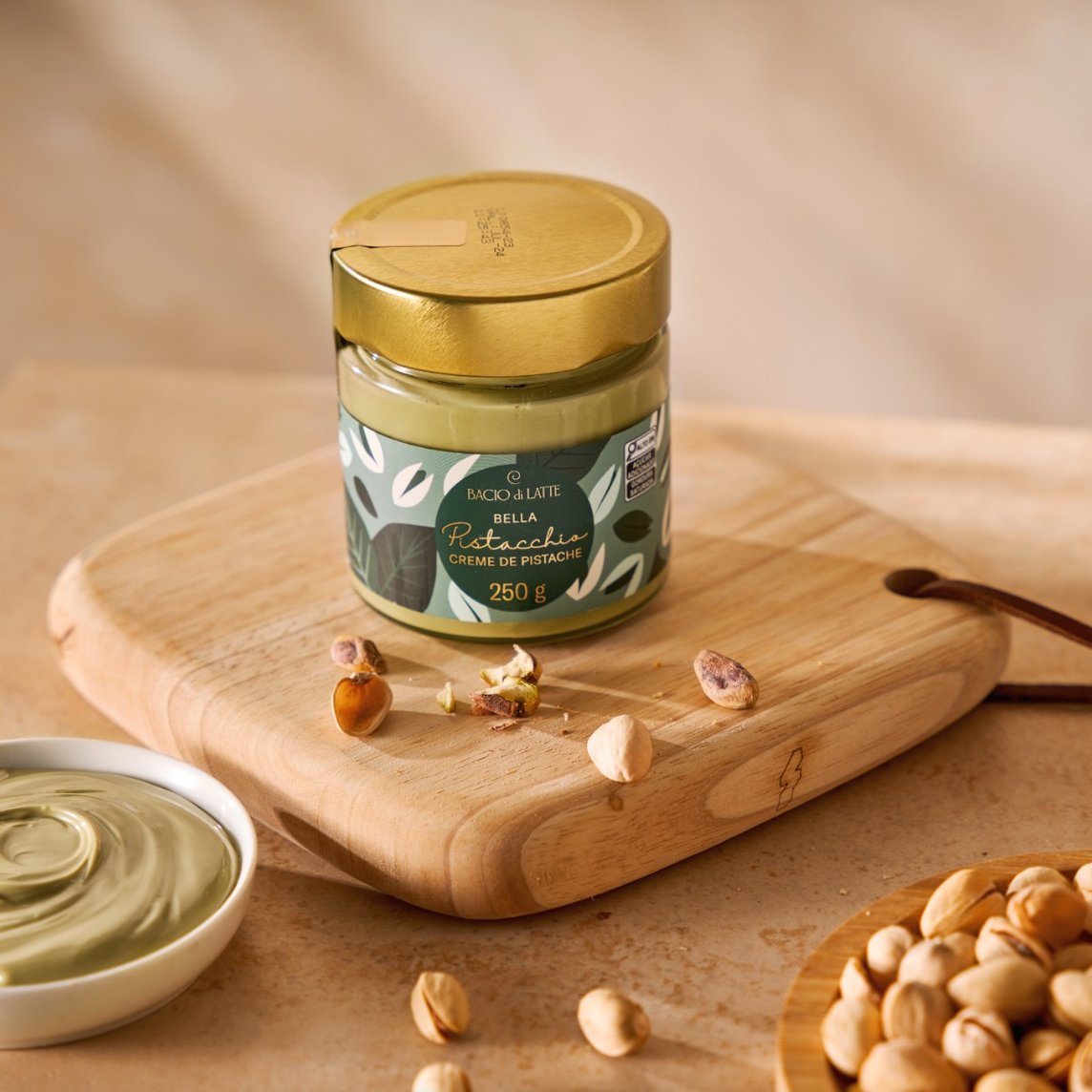 Creme de pistache com sabor marcante e exclusivo.