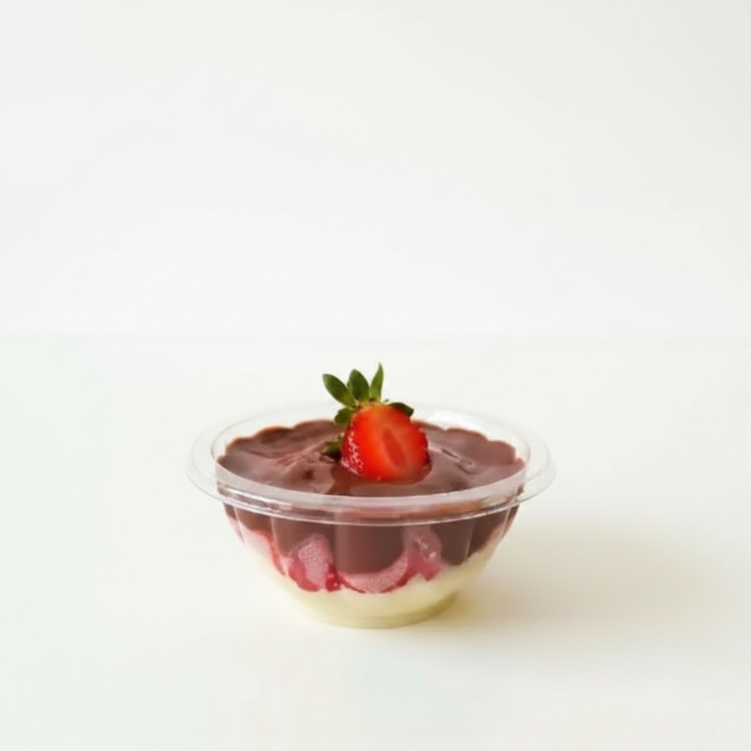 Deliciosa bombom aberto de morango Com creme de Ninho , creme de chocolate