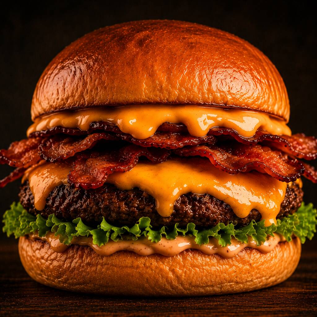 Blend de 160g, cheddar cremoso, bacon crocante, alface e Molho Nobre.