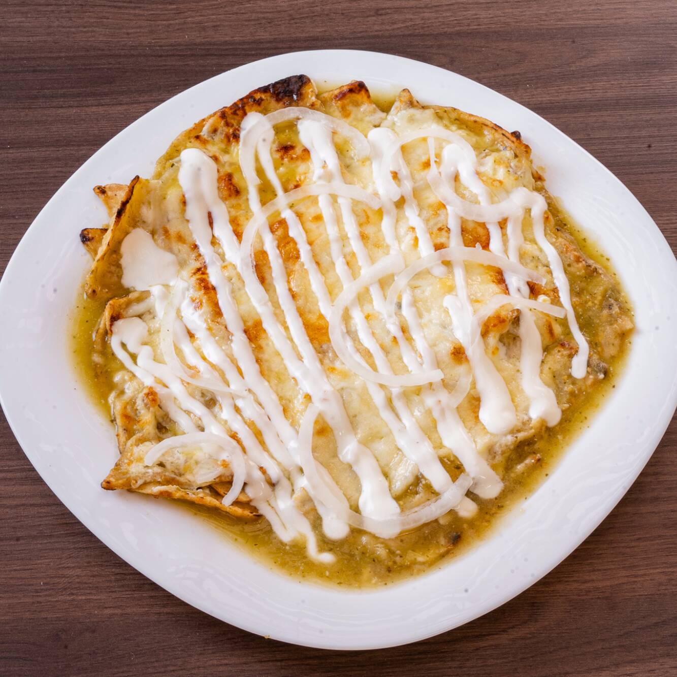 Chilaquiles Verdes Gratinados con Queso Manchego