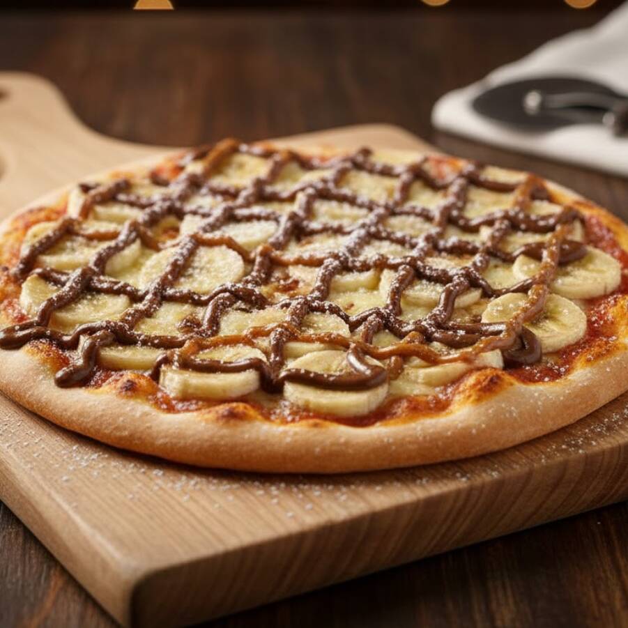 Banana, canela em pó, açucar e chocolate branco