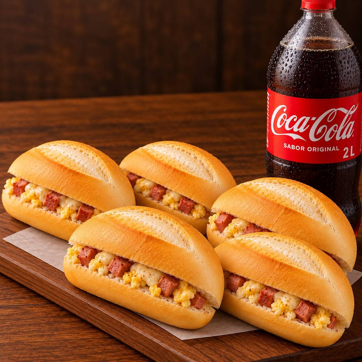Ingredientes: pão francês, queijo prato, mussarela, linguiça calabresa, mortadela defumada e presunto. O lanche mais pedido da Quebra Galho.