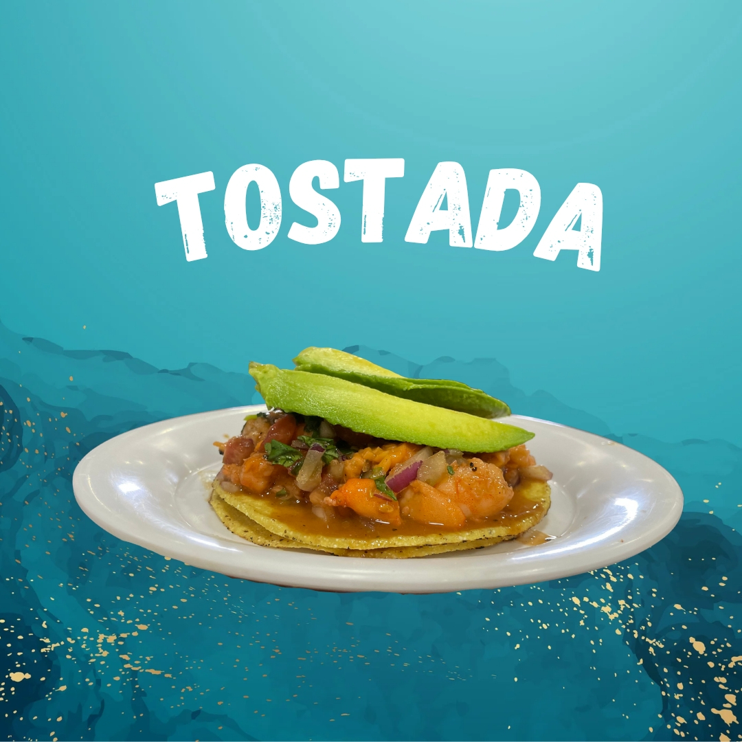 Tostada de ceviche de camarón