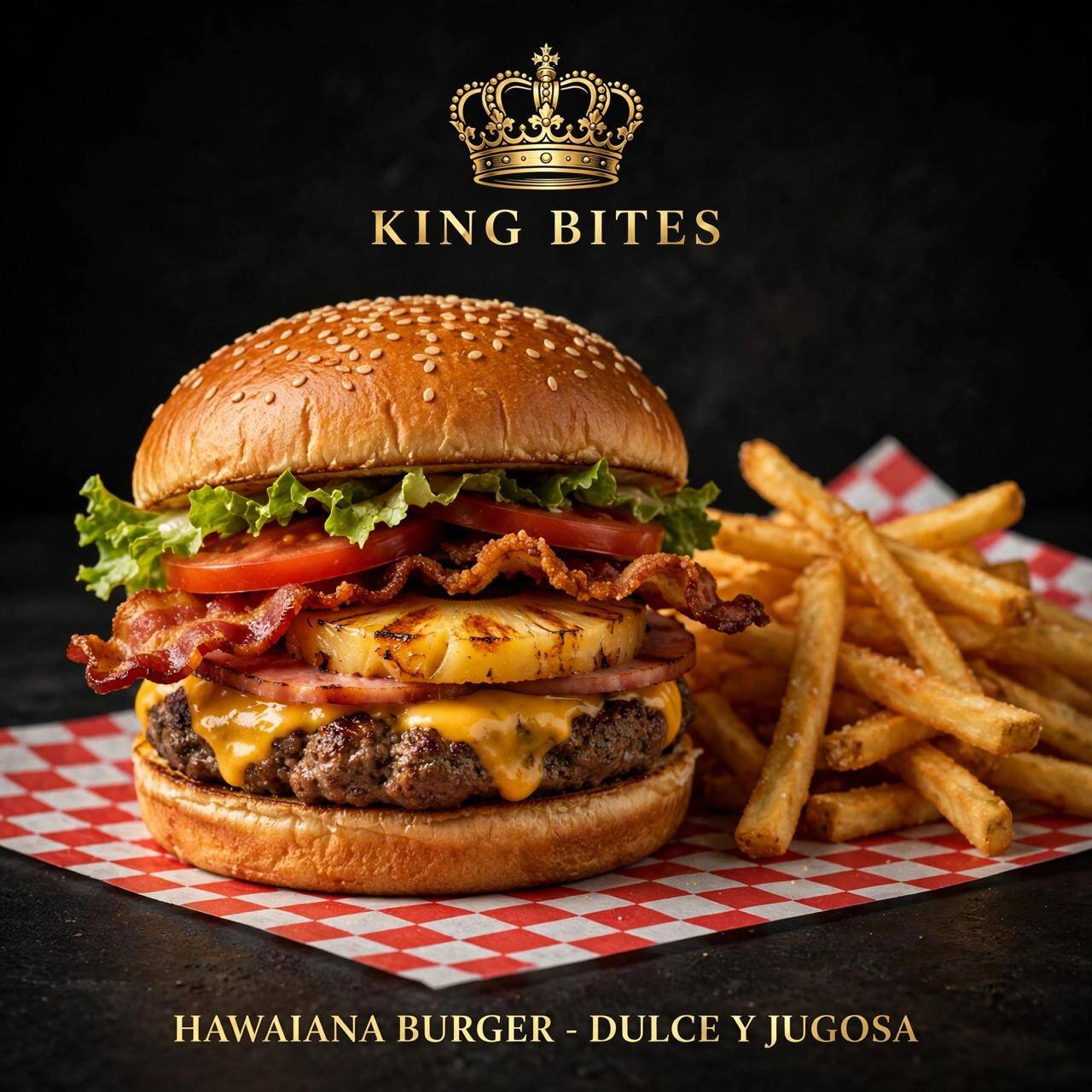 HAWAIANA BURGER CON PAPAS - DULCE Y JUGOSA