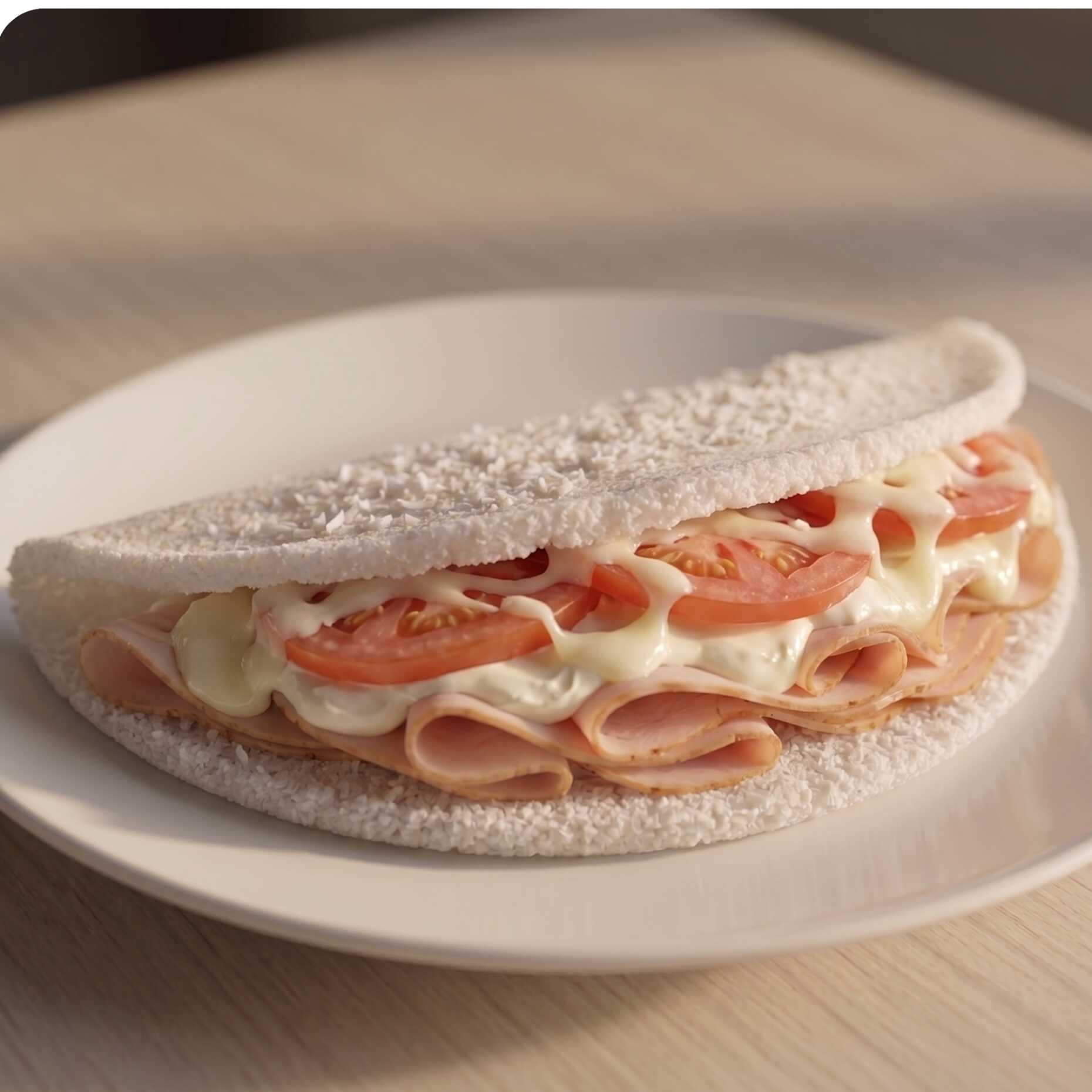 Deliciosa tapioca preparada na hora, recheada com peito de peru, cream cheese cremoso, queijo mussarela derretido e tomate fresco. Uma combinação irresistível, com muito sabor, cremosidade e ingredientes selecionados, perfeita para qualquer hora do dia.