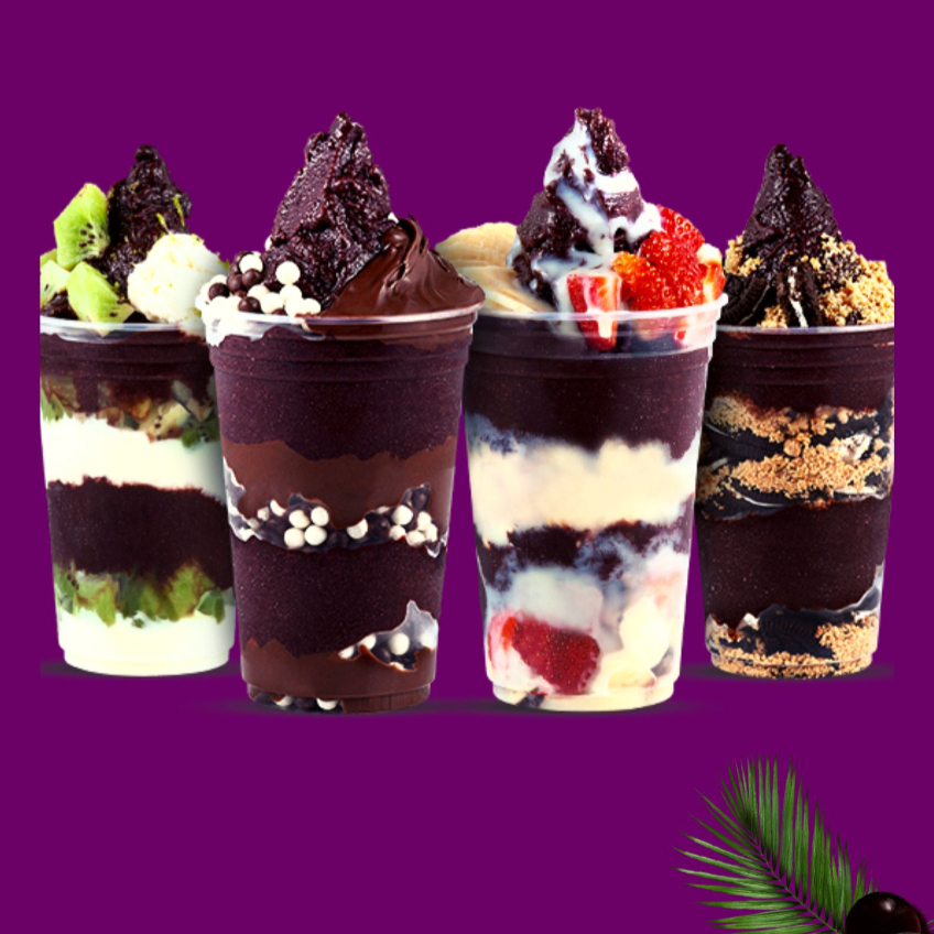 Açai no copo 200 ml com até 2 complementos.
