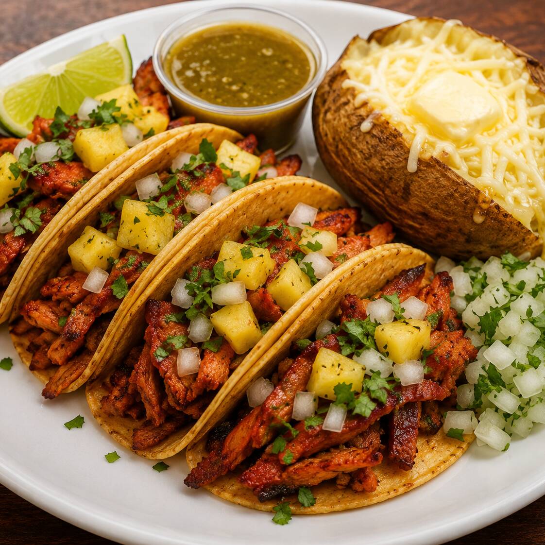 Tacos de pastor con piña