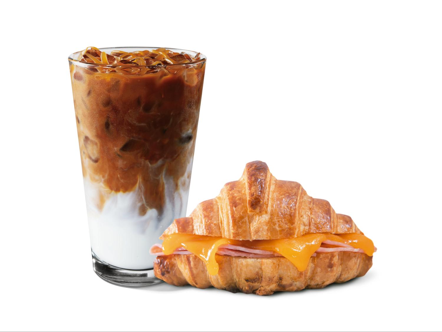 Caramel Macchiatto + Ham & Cheese Croissant