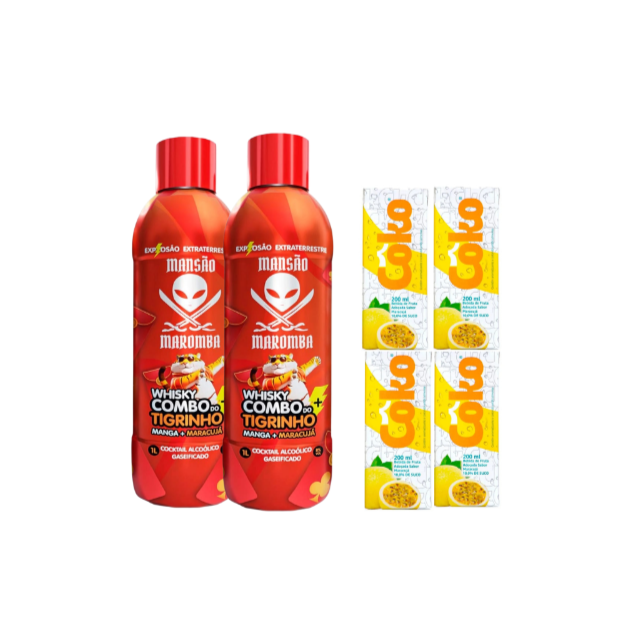 2 Garrafas 1L + 4 Gelos de Maracujá + 4 Copos