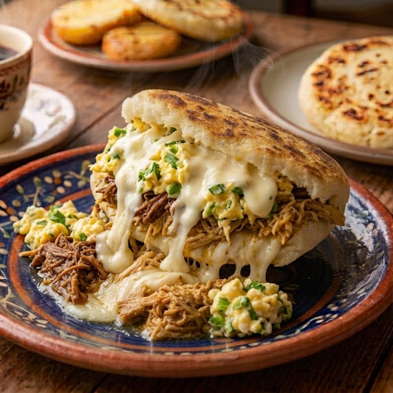 Arepa Mixta con Queso y Huevos