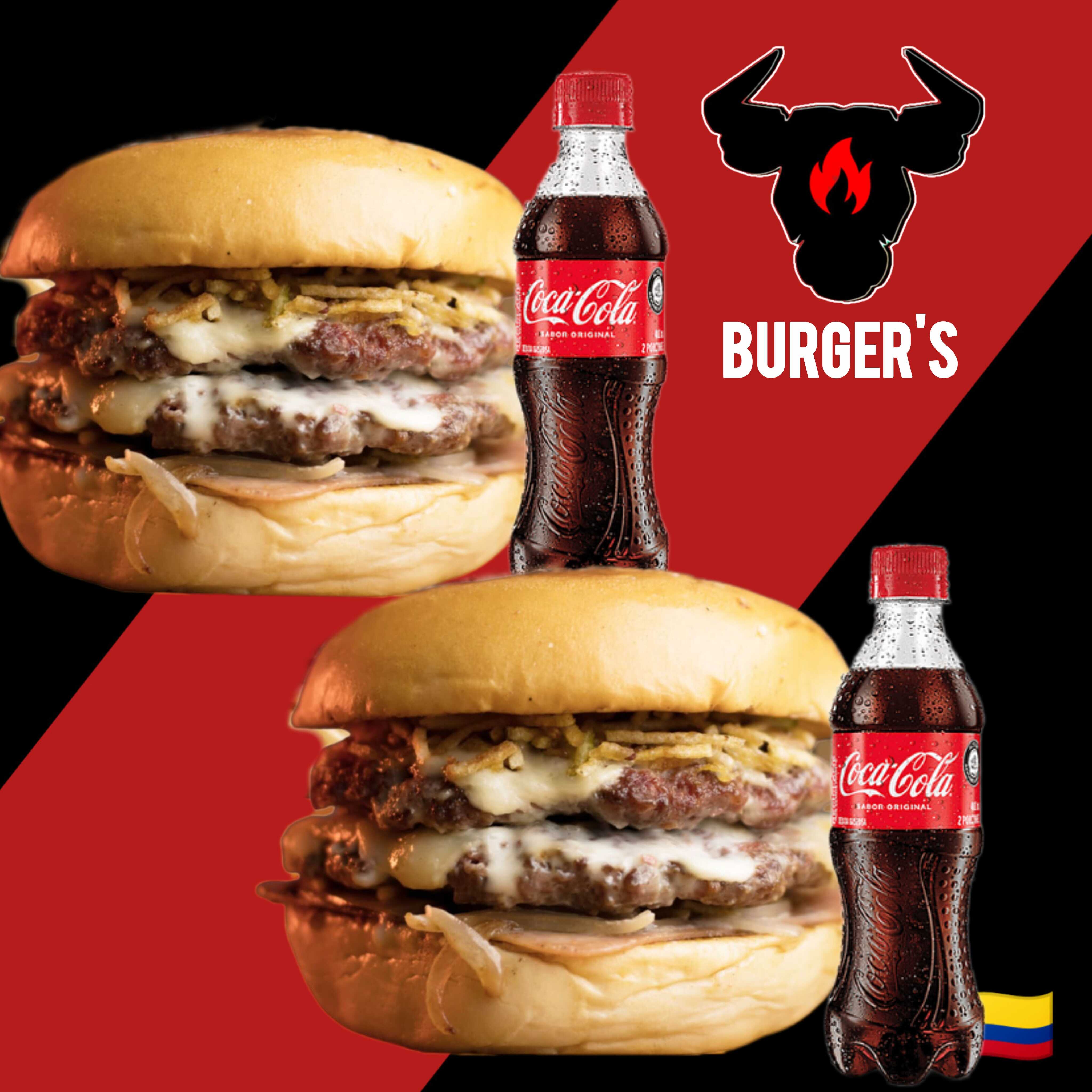 ⭐COMBO 2 BURGERS DOBLE CARNE + 2 GASEOSAS⭐⭐⭐⭐