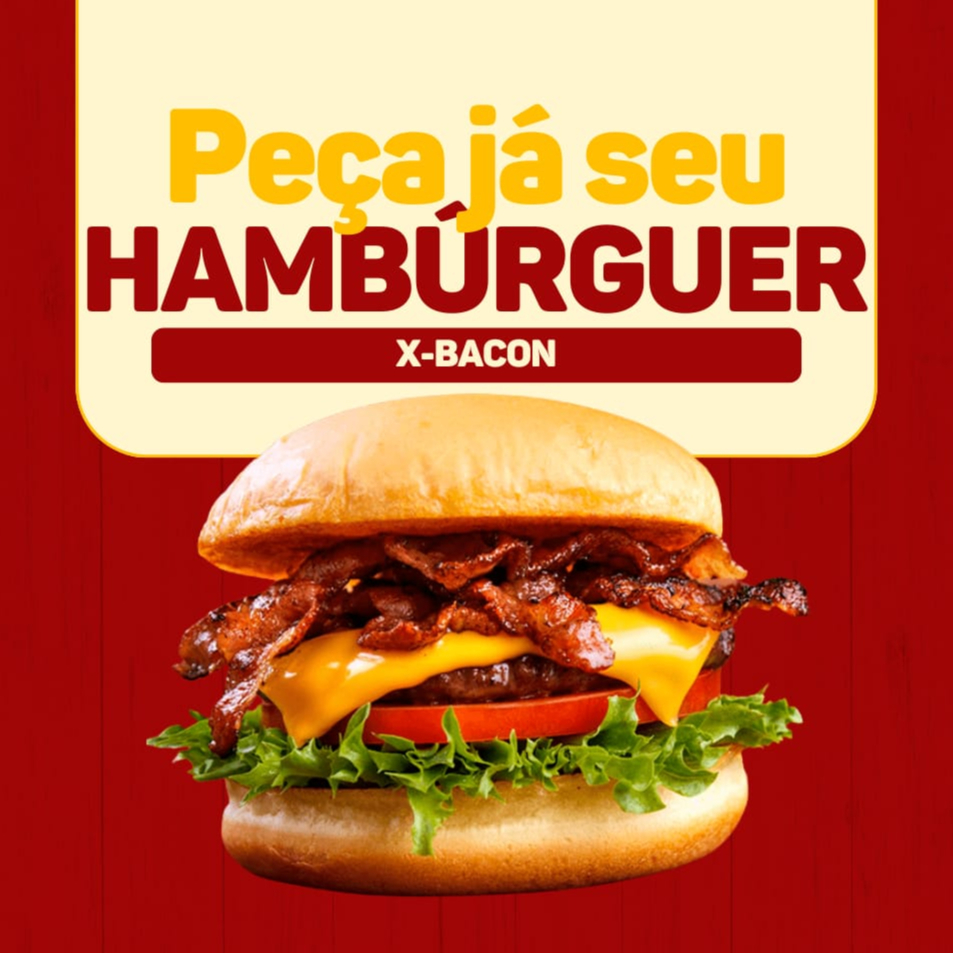 Pão, carne, mussarela, bacon, alface, tomate, milho, batata palha, molho especial. (Imagem Meramente Ilustrativa)