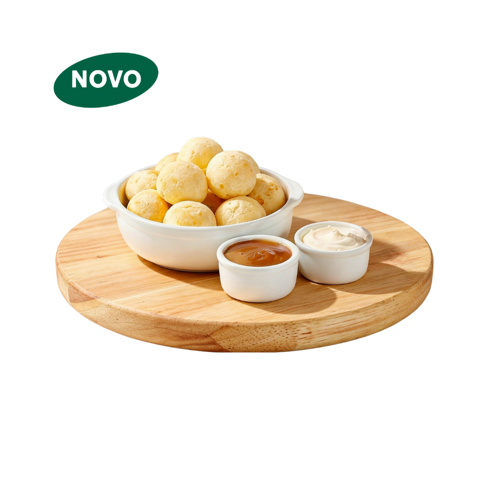 Adicione mais sabor ao seu Mini Pão de Queijo: Requeijão ou Caramelo. A porção contém 10 unidades de Mini Pão de Queijo.