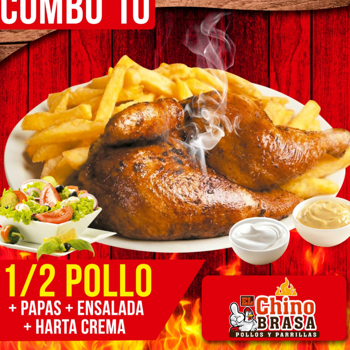 1/2 Pollo, Papas más Ensalada
