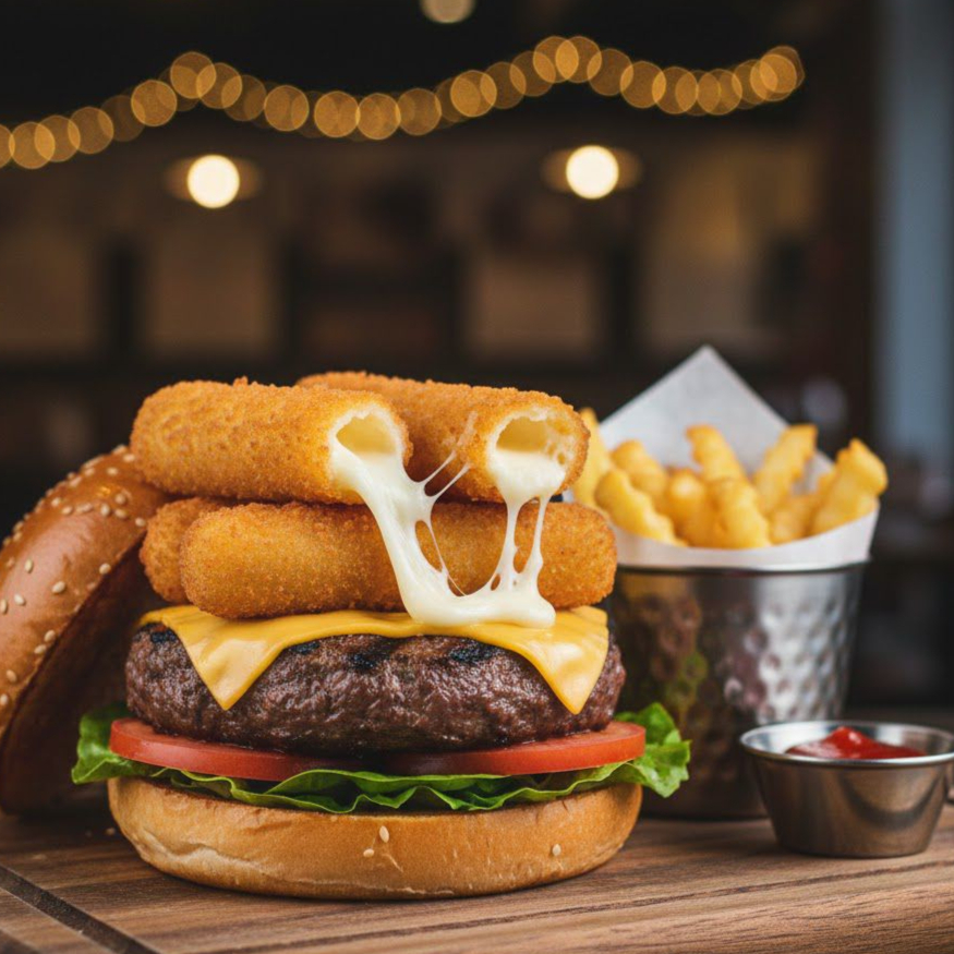 HAMBURGUESA SIRLOIN CON DEDOS DE QUESO