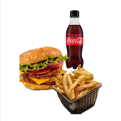 Hamburguesa Doble + Papas + Coca cola