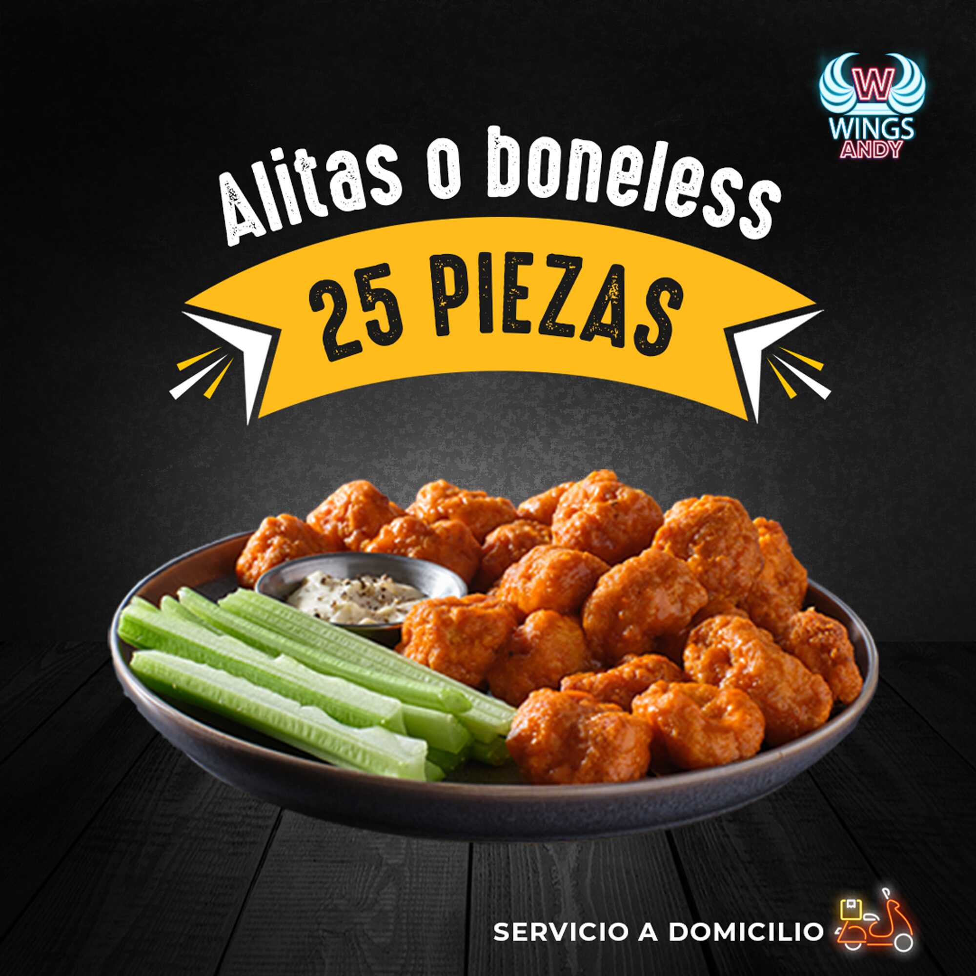 25 Boneless o Alitas