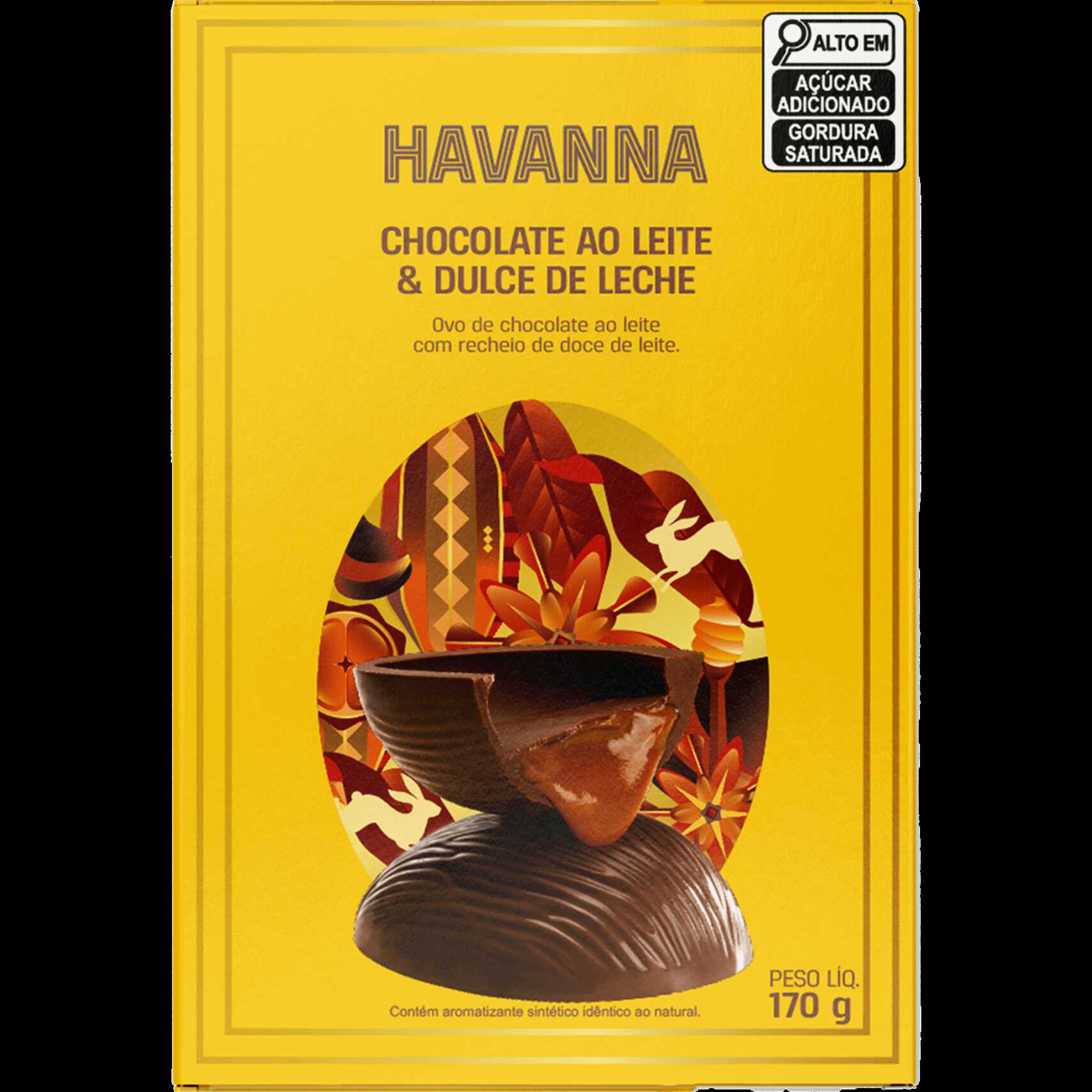 Ovo Páscoa Havanna Chocolate ao leite com recheio de doce de leite 170g