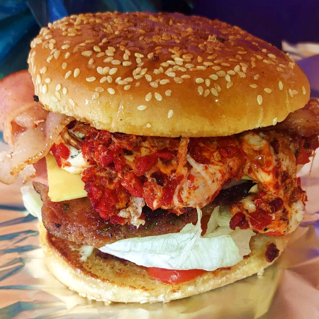 HAMBURGUESA /CHORI-QUESO+200g de CARNE MIXTA