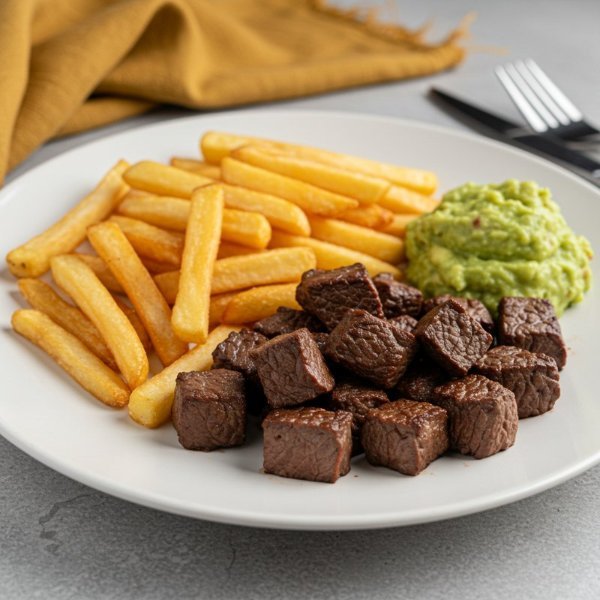 Arrachera con Guacamole y Papas