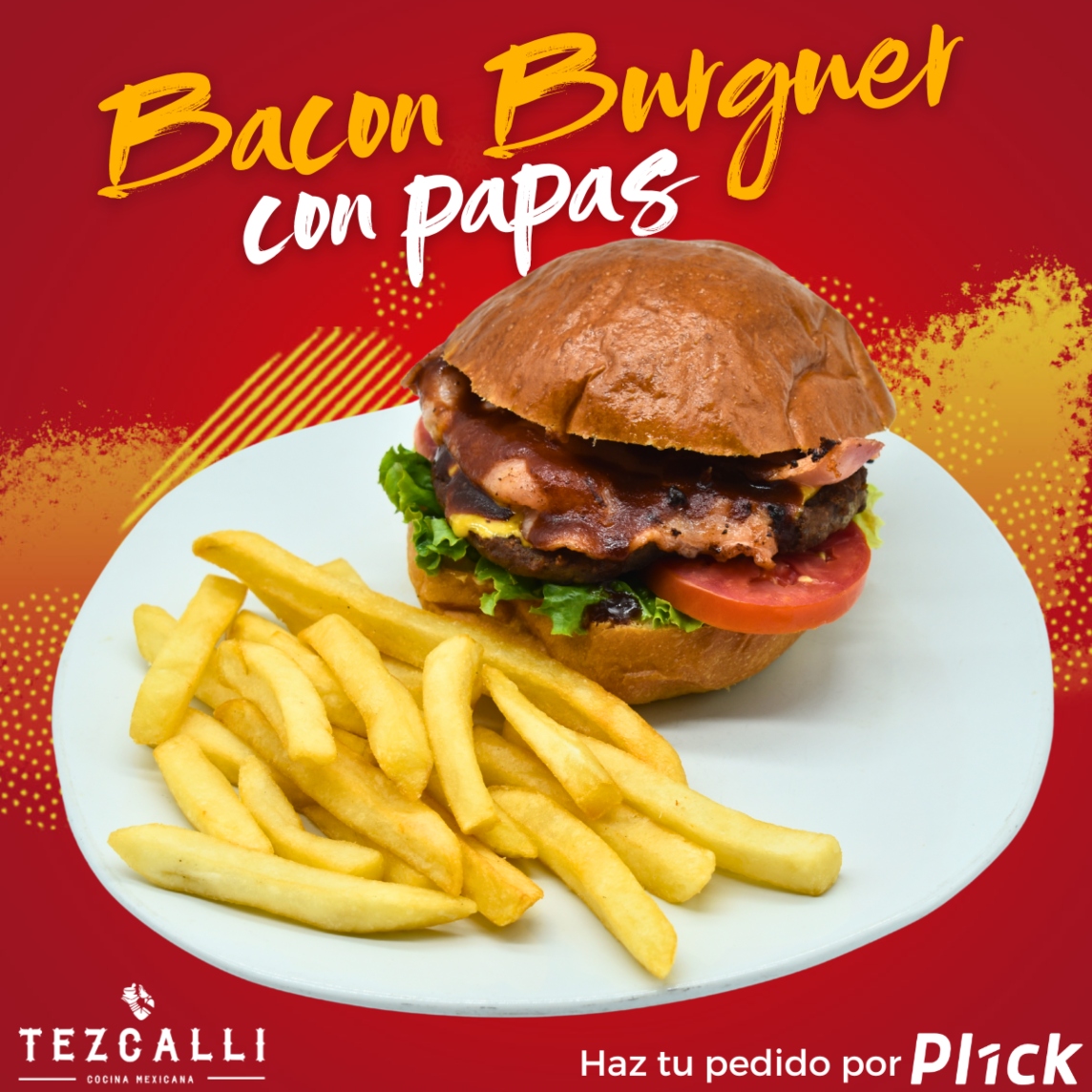 Bacon burger con papas