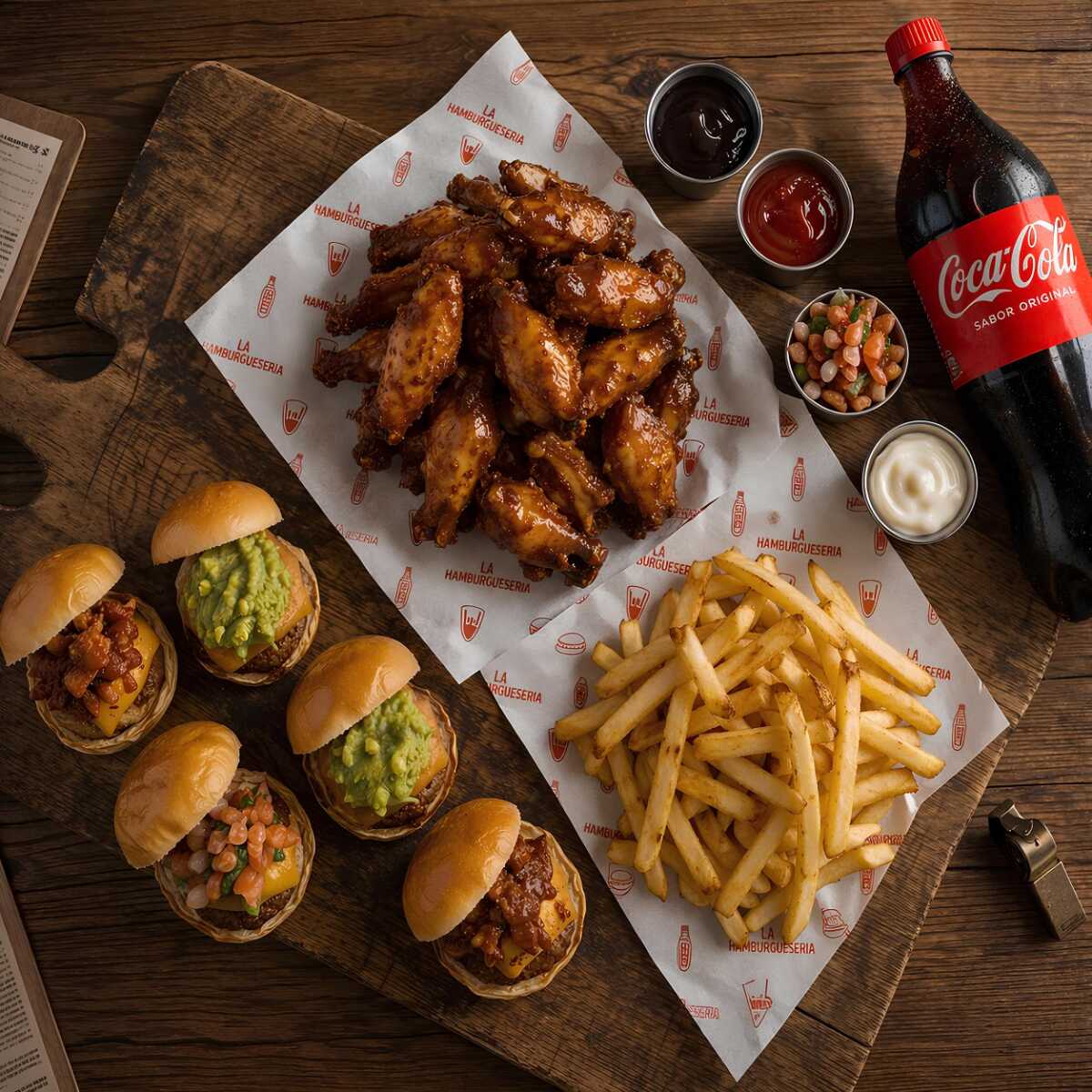Combo Mundialista: Mini Burgers + Alitas + Bebida