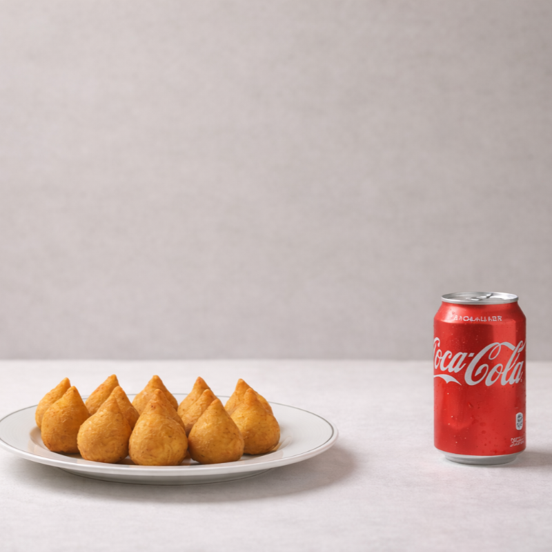 Combo para 3 pessoas : 50 mini salgados + 2 Coca 350ml