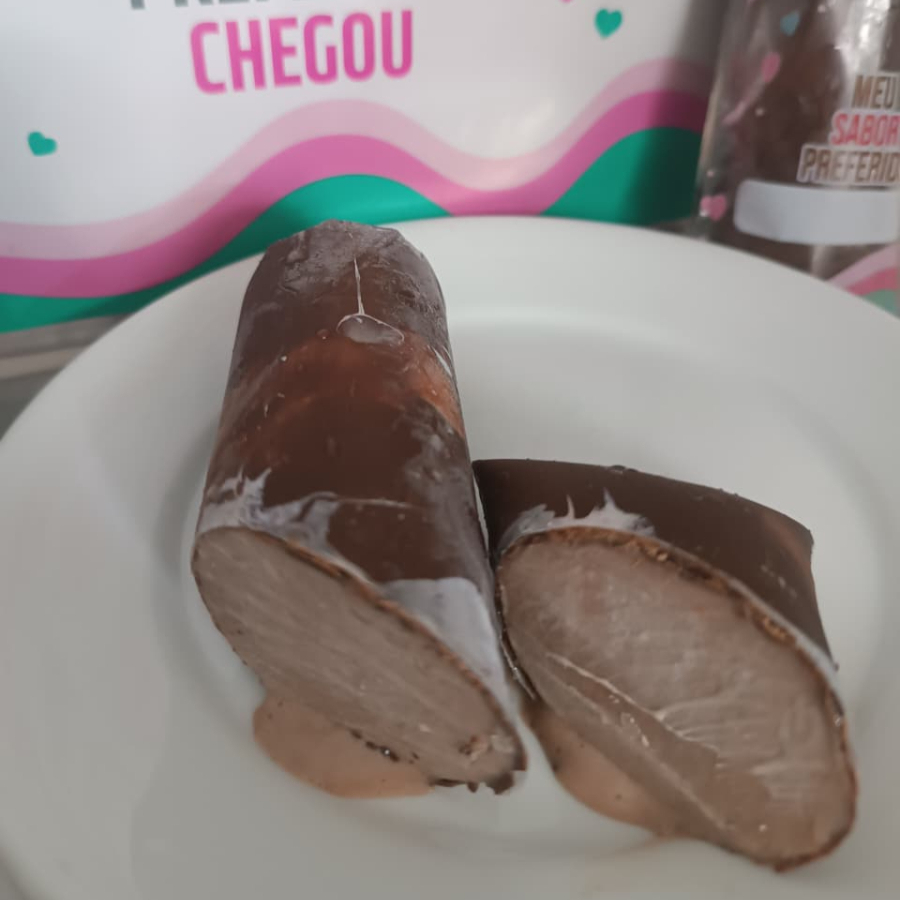 Geladinho Gourmet de Ovomaltine 150 gramas, artesanal, cremoso, delicioso e refrescante.