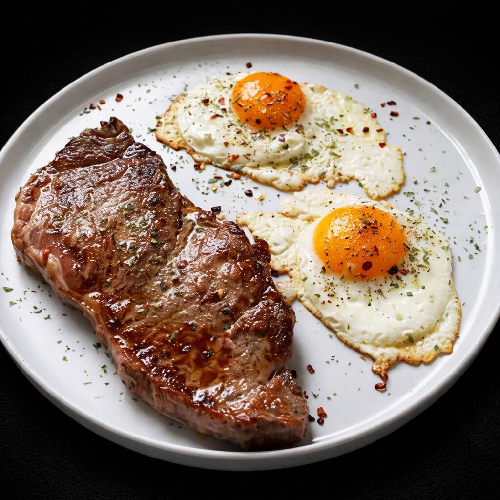 Suculento bife grelhado no ponto certo, coberto com 3 ovos fritos de gema macia, que deixam o prato ainda mais saboroso. Acompanha arroz branco soltinho, feijão fresquinho e fritas douradas e crocantes. Um prato completo, reforçado e perfeito para quem gosta de comida bem servida. 🍳🥩🍟🍽️