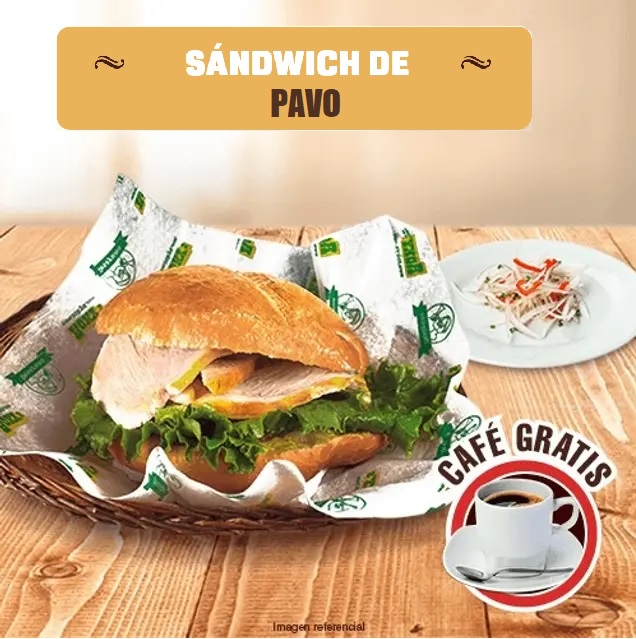 SANDWICH DE PAVO CON CAFE