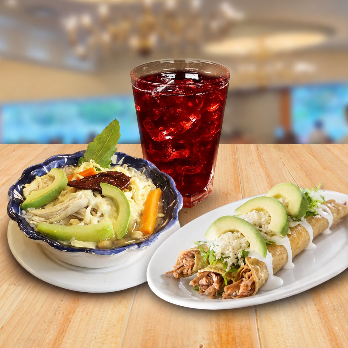 Sopa + Flautas+ Agua