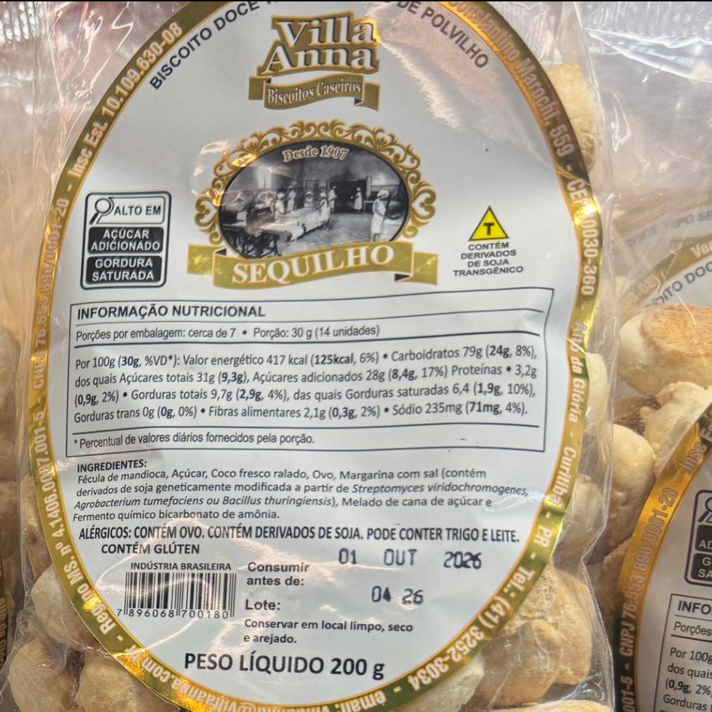 Sequilho Villa Anna
Biscoito Caseiro