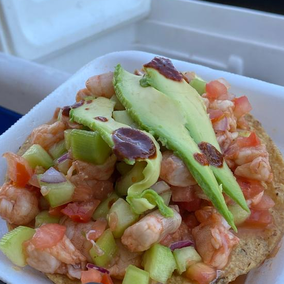 Tostada de Camaron Curtido
