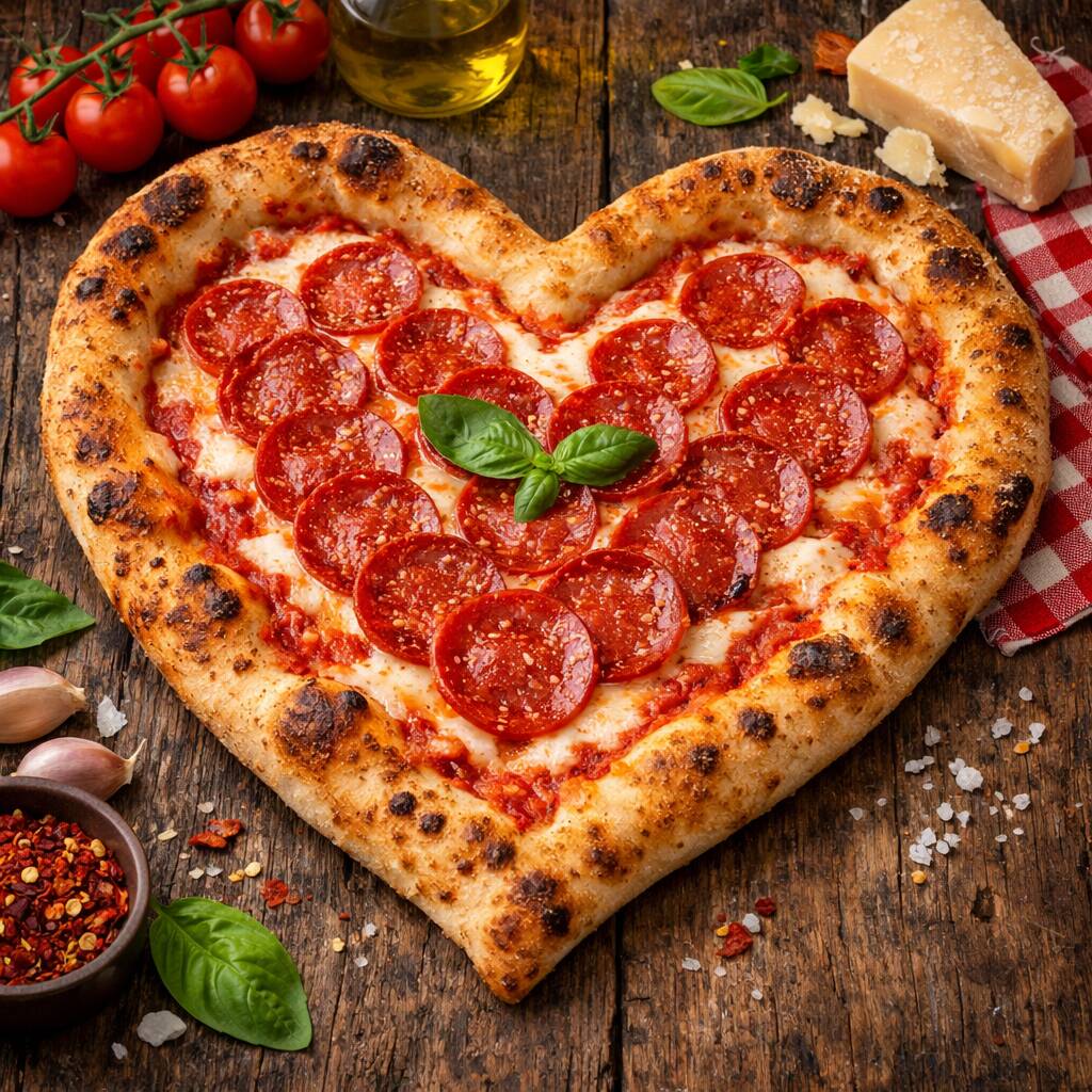 Pizza corazón 14 de febrero