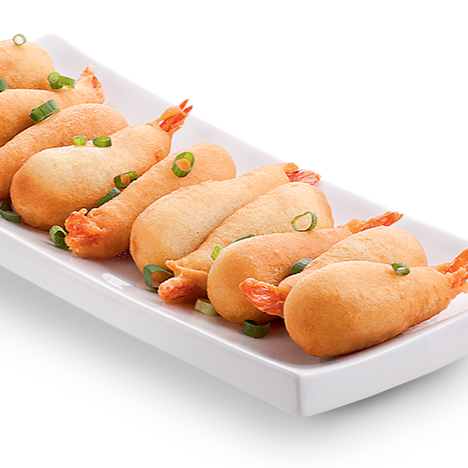 Camarão empanado chines, acompanhado com delicioso arroz shop suey, batata frita e toque de cebolinha com gergelim.