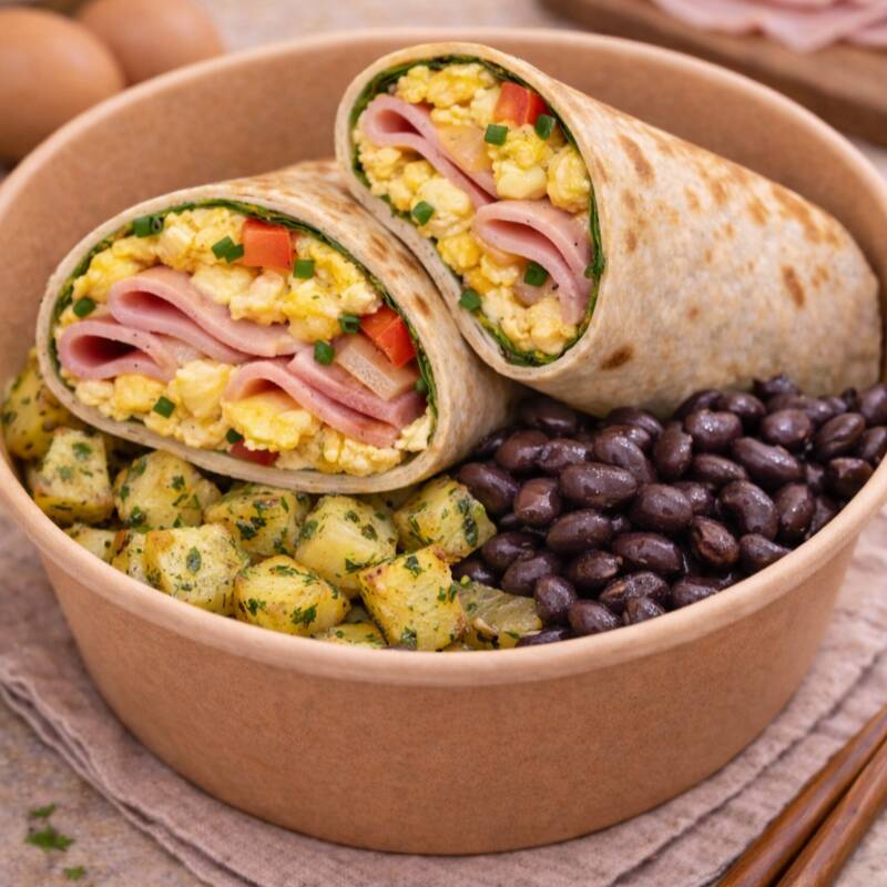 Wrap de Huevo con Jamón de Pavo.