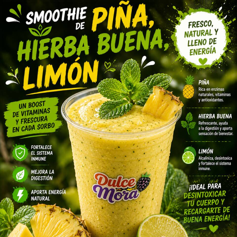 Hierba buena,piña, limón