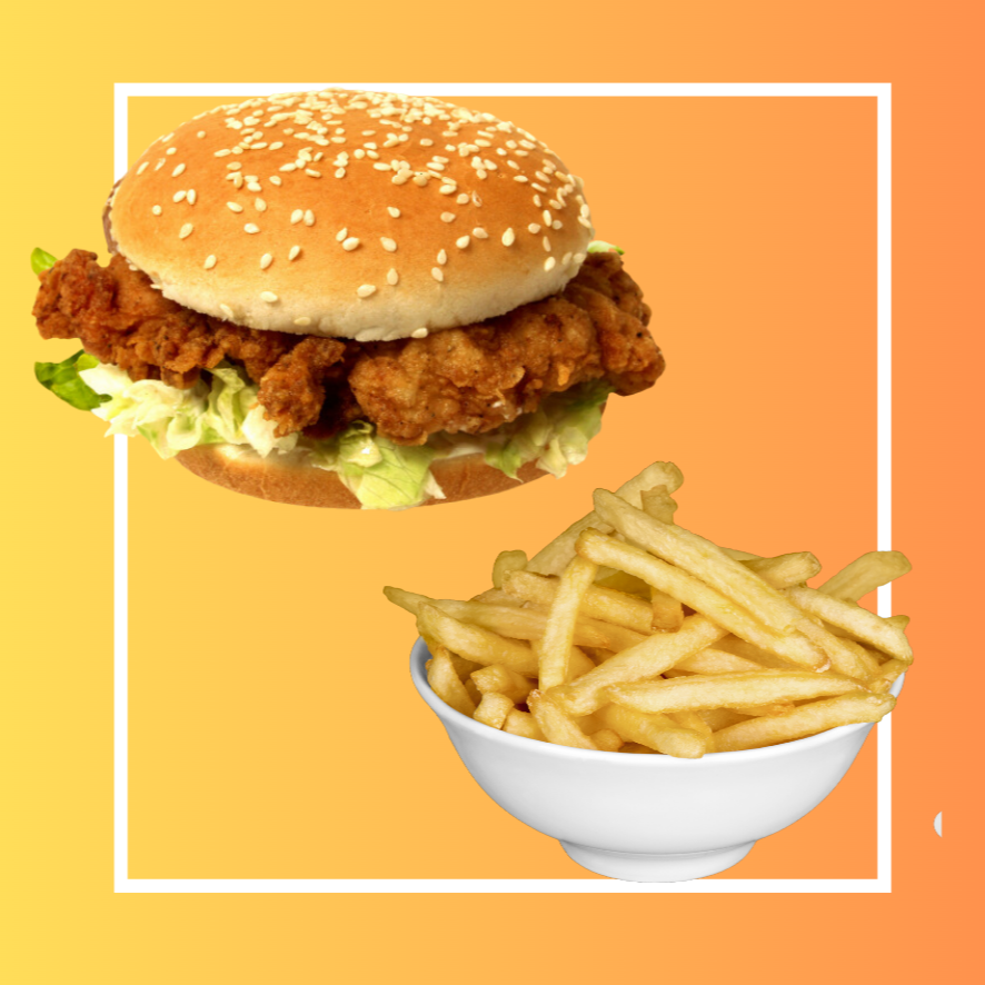 Hamburguesa de Pollo + Papas Francesa 250 Gr