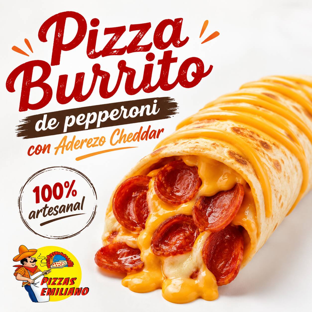 Pizza Burrito con Aderezo Cheddar