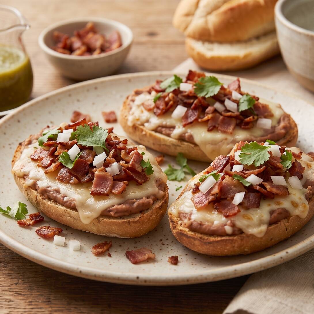 Molletes con Tocino