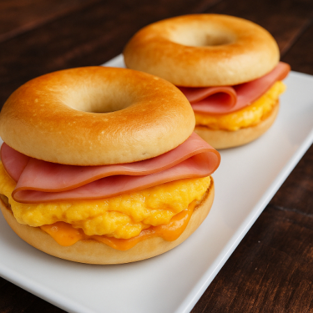 Dos Bagels de Huevo con Jamón