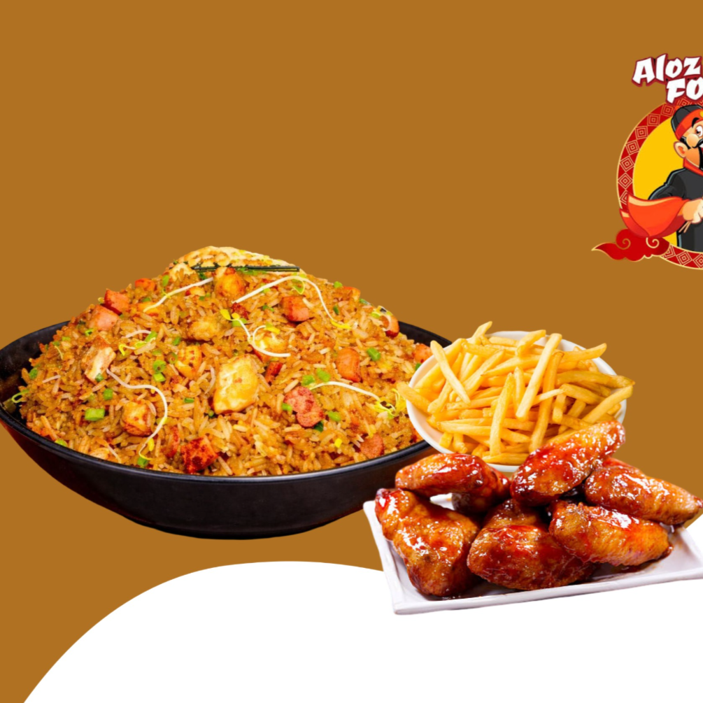 Arroz Chino 3 Personas + 7 Alitas BBQ