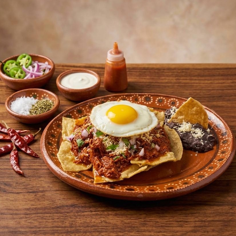 Chilaquiles con Cochinita y Huevo