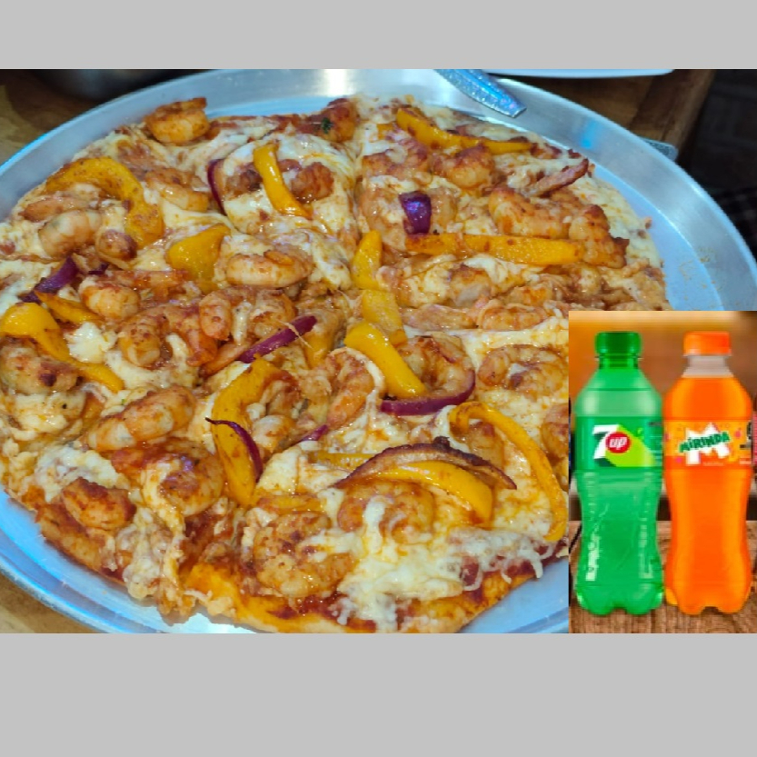 COMBO DE 2 PIZZAS DE CAMARÓN + 2 REFRESCOS 600 ML